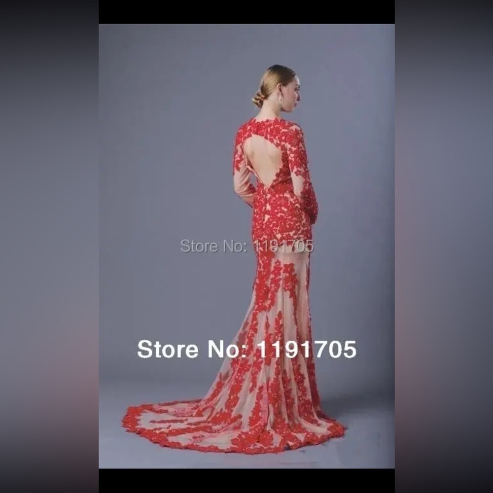 Chic Luxurious Long Sleeve Lace Dress Evening Gown